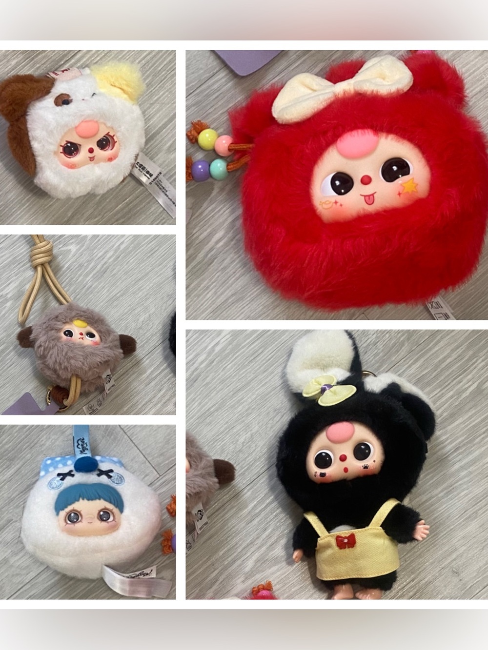 Baby Three assorted plush charms and dolls - set of 5